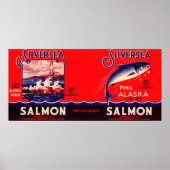 Silver Zee Merk Salmon Label- Seattle, WA Poster (Voorkant)