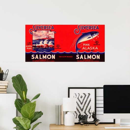 Silver Zee Merk Salmon Label- Seattle, WA Poster (Thuiskantoor)