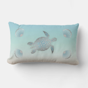 Silver Zee Turtle Beach Style Coastal Turquoise Kussen