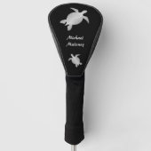 Silver Zee Turtle Black Jouw naam Golfheadcover (Voorkant)