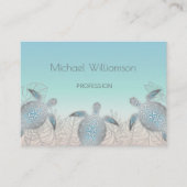 Silver Zee Turtle Coastal QR Code Visitekaartje (Voorkant)