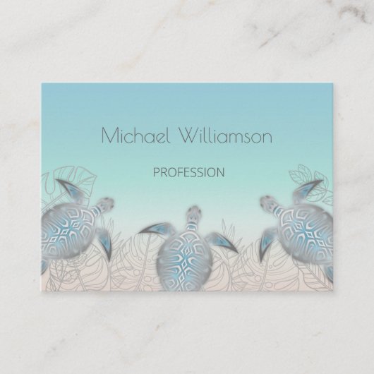 Silver Zee Turtle Coastal QR Code Visitekaartje (Voorkant)