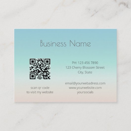 Silver Zee Turtle Coastal QR Code Visitekaartje (Achterkant)