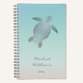 Silver Zee Turtle Coastal voegt naam en jaar toe Notitieboek (Voorkant)