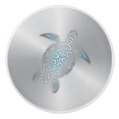 Silver Zee Turtle Keramische Knop (Voorkant)