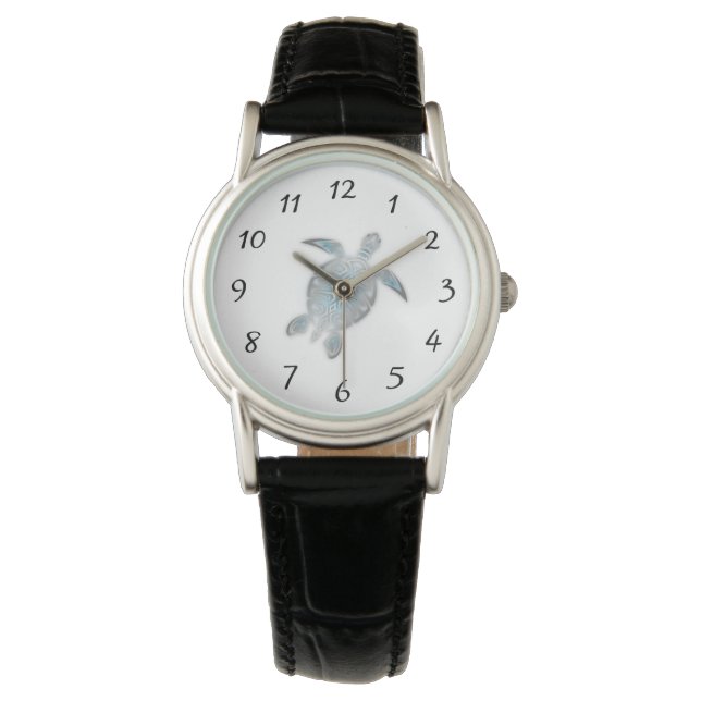 Silver Zee Turtle | Kustnummers Horloge (Voorkant)