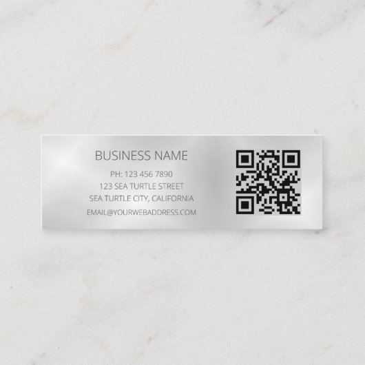 Silver Zee Turtle QR Code Beach Style Mini Visitekaartje (Achterkant)