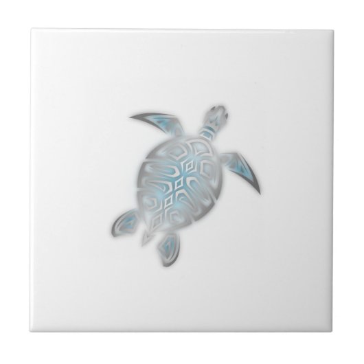 Silver Zee Turtle White Coastal Tropical Maritime Tegeltje (Voorkant)