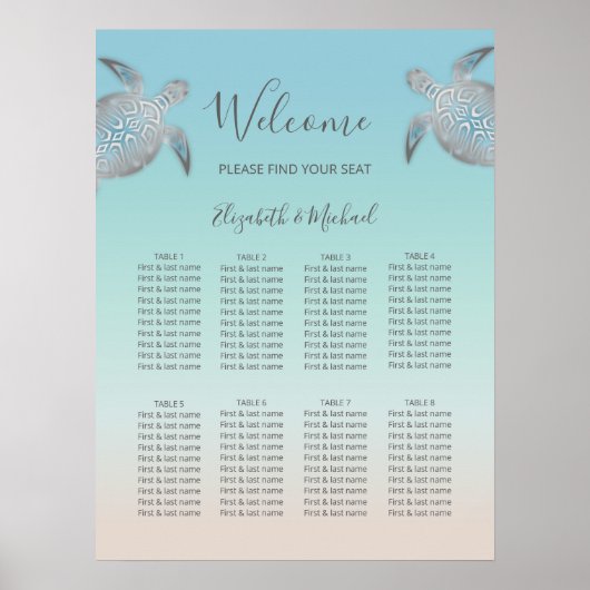 Silver Zee Turtles Beach Wedding Poster (Voorkant)