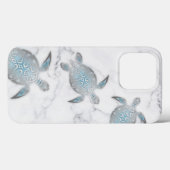 Silver Zee Turtles Grey Marmer Case-Mate iPhone Case (Achterkant (horizontaal))