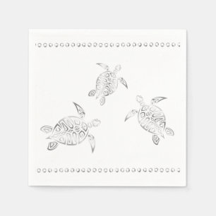 Silver Zee Turtles White Servetten