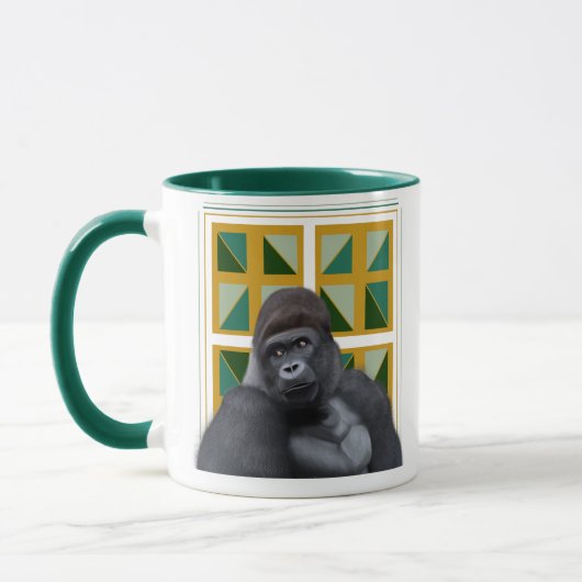 Silverback Gorilla Geel en Groen Geometrisch Mok (Links)