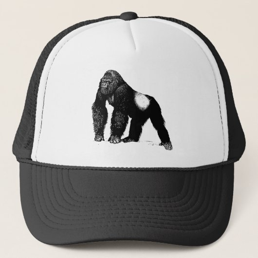 Silverback Gorilla Illustratie, zwart Trucker Pet (Voorkant)