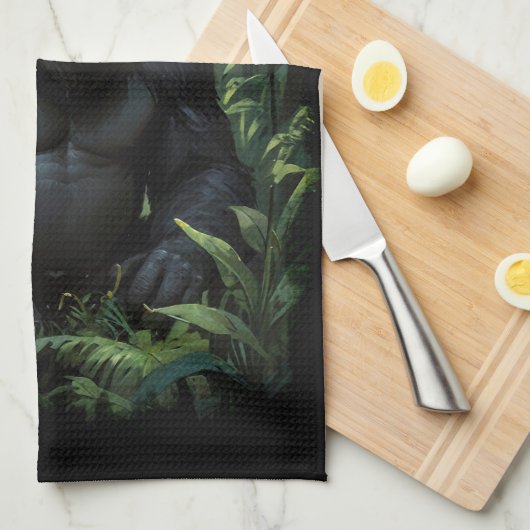 Silverback Gorilla in Rwandese Oerwoud Theedoek (Quarter Fold)