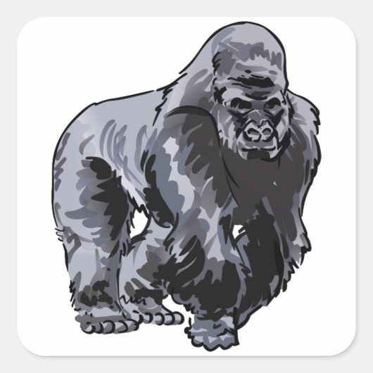 Silverback Gorilla Vierkante Sticker (Voorkant)
