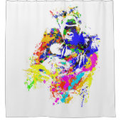 Silverback Lowland Gorilla Splatter Paint Effect Douchegordijn (Voorkant)