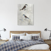 Silvered Aviary | Een paar vogels Canvas Afdruk (Insitu (Slaapkamer))