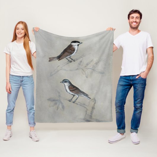 Silvered Aviary | Een paar vogels Fleece Deken (In situ)