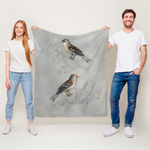 Silvered Aviary   Twee vogels Fleece Deken