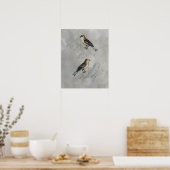 Silvered Aviary | Twee vogels Poster (Keuken)