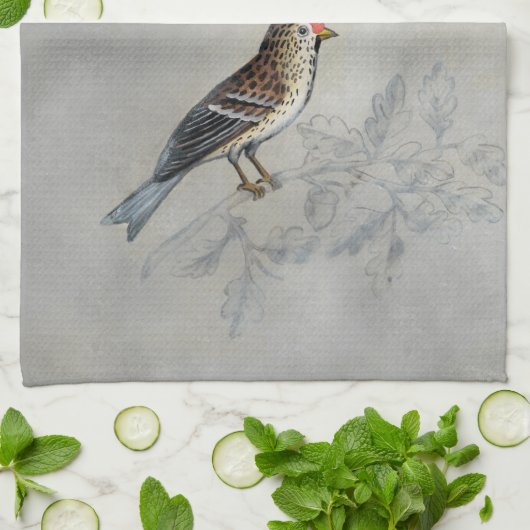 Silvered Aviary | Twee vogels Theedoek (Gevouwen)