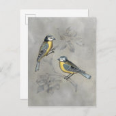 Silvered Aviary | Vogelpaar Briefkaart (Voorkant / Achterkant)
