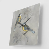 Silvered Aviary | Vogelpaar Vierkante Klok (Hoek)