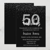 SilverGlitter 50 & Fabulous 50-jarig feest Kaart (Voorkant / Achterkant)