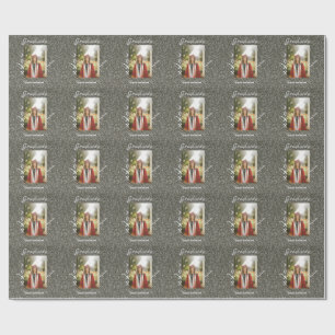 Silverglitter foto afstuderen naam klasse tekst to cadeaupapier