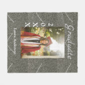 Silverglitter foto afstuderen naam klasse tekst to fleece deken (Voorkant (Horizontaal))