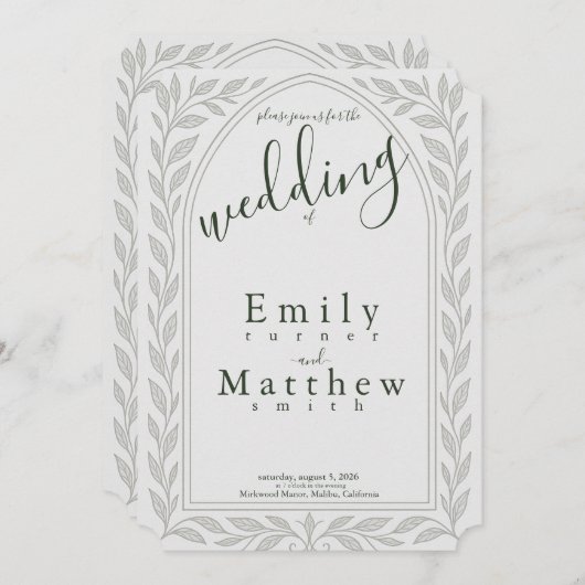 Silverleaf Elven Wedding – Vine & Arch Design Kaart (Voorkant / Achterkant)