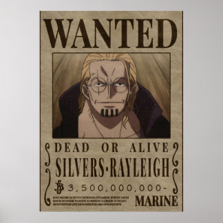 Silvers Rayleigh Dark King One Piece Gezochte Boun Poster