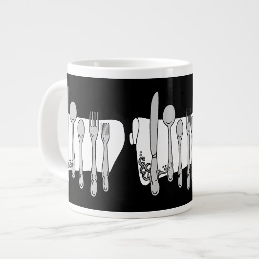 Silverware Black White Design Extra Grote Beker (Voorkant links)