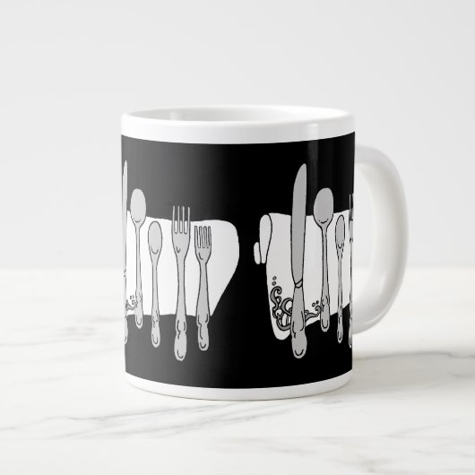 Silverware Black White Design Extra Grote Beker (Voorkant rechts)
