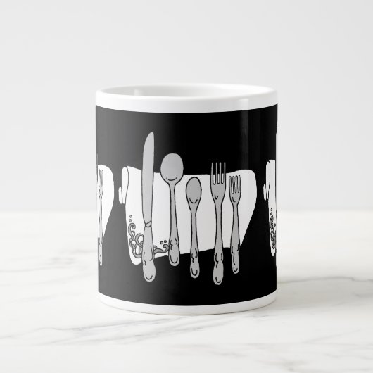 Silverware Black White Design Extra Grote Beker (Voorkant)