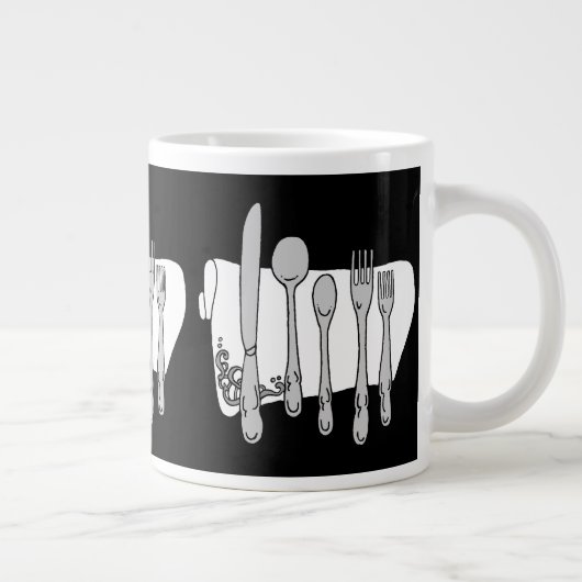 Silverware Black White Design Extra Grote Beker (Rechts)