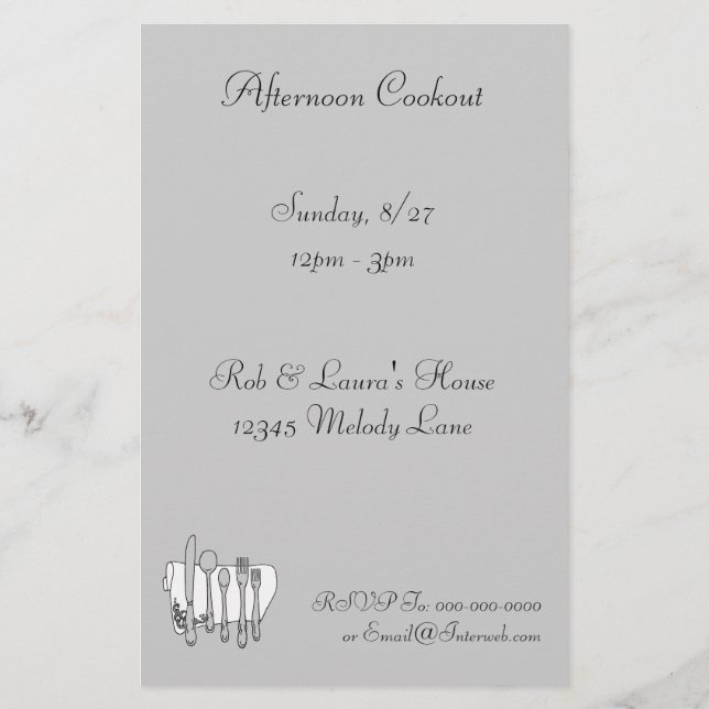 Silverware Custom Invitation Flyer-Sjabloon (Achterkant)