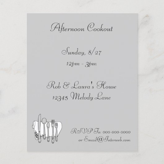 Silverware Custom Invitation Flyer-Sjabloon (Achterkant)