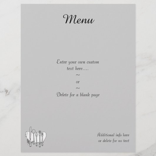 Silverware Custom Restaurant Menu Flyer Modèle (Dos)