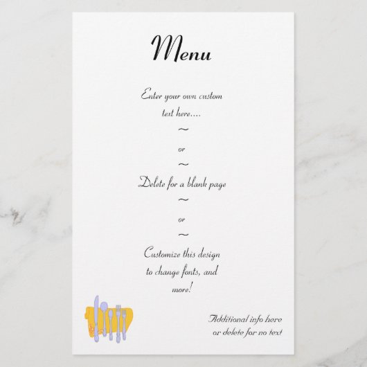 Silverware en Napkin Custom Menu Flyer-Sjabloon (Achterkant)