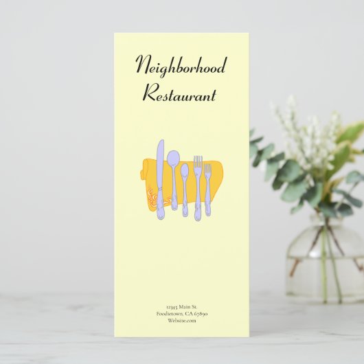 Silverware et Napkin Menu personnalisé Flyer Modèl (Debout devant)