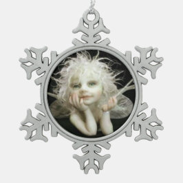 Silvery baby Fairy Tin Sneeuwvlok Ornament