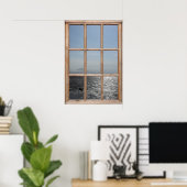 Silvery Beach Uitzicht van een Venster Poster (Thuiskantoor)