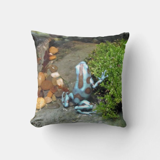 Silvery Blue Dart Frog Kussen (Voorkant)
