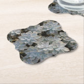 Silvery Blue Succulents Kartonnen Onderzetters (Gekanteld)