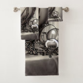 Silvery Cauldron met Paarse Crystal Ball Bad Handdoek (Insitu)