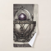 Silvery Cauldron met Paarse Crystal Ball Bad Handdoek (Handdoek)