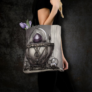 Silvery Cauldron met Paarse Crystal Ball Draagtas