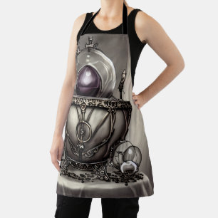 Silvery  Cauldron met Paarse Crystal Ball Schort