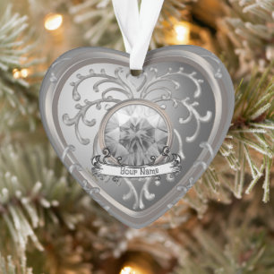 Silvery Faux Jewel Heart ornament